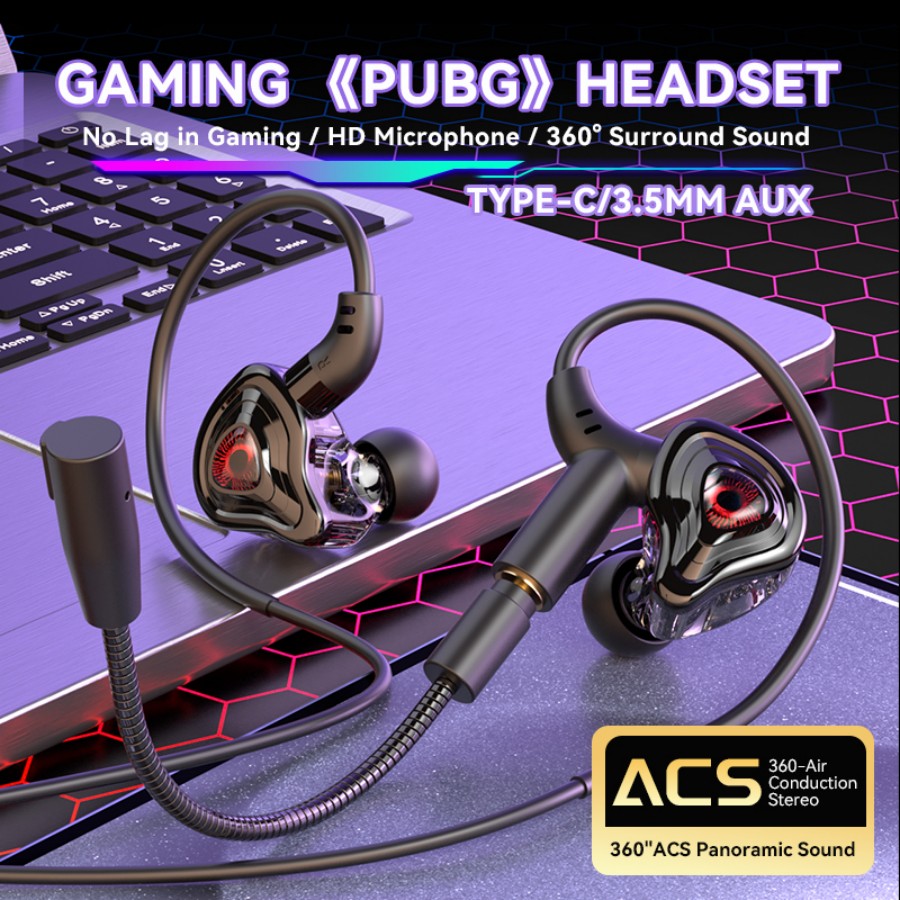 Esports Gaming Headset - eスポーツ ゲーミングヘッドセット 360° サラウンドサウンド HiFi ステレオ有線イヤホン