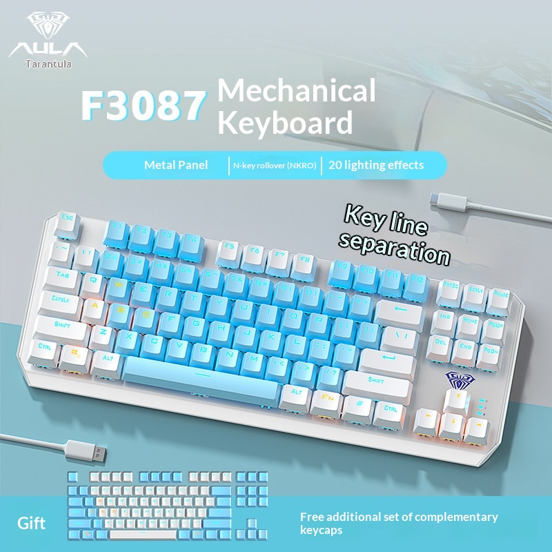 Esports Gaming Pcs - アウラ F3087 メカニカルキーボード 87 キー有線青赤茶色スイッチゲーム e