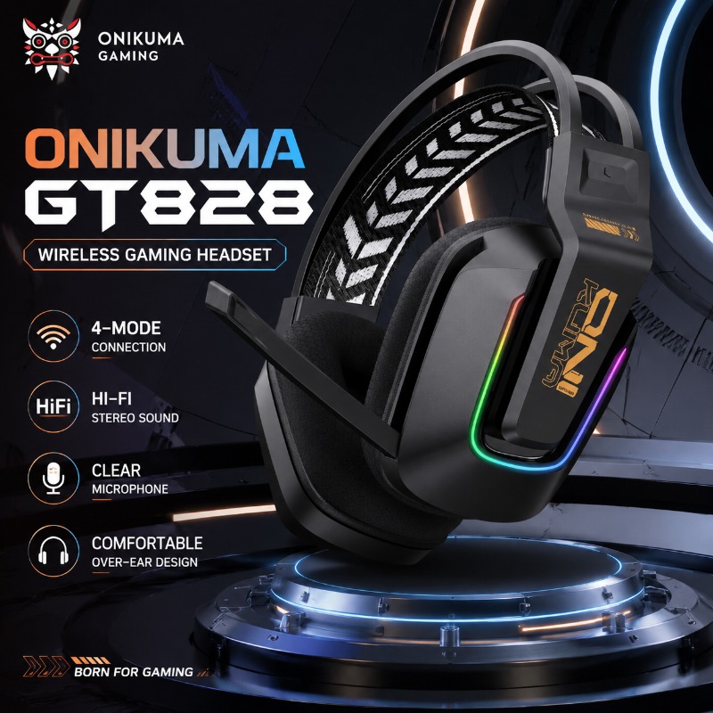 Esports Gaming Headset - ONIKUMA GT828 ゲーミングヘッドセット 4 モードワイヤレス Bluetooth