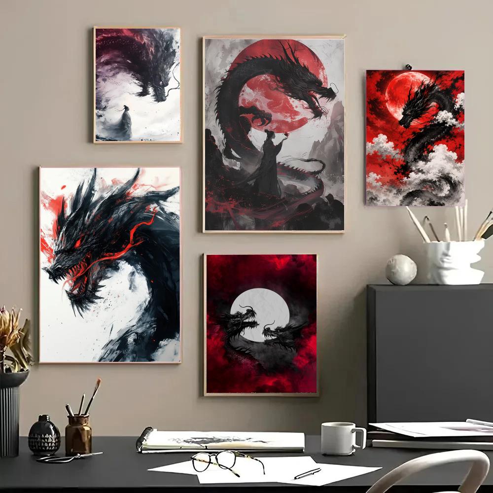 Esports Gaming Poster - ブラックドラゴンポスター防水ステッカー絵画ゲームルーム&Eスポーツラウンジ&ティーンベッドルーム&寮の壁の装飾誕生日ギフト用