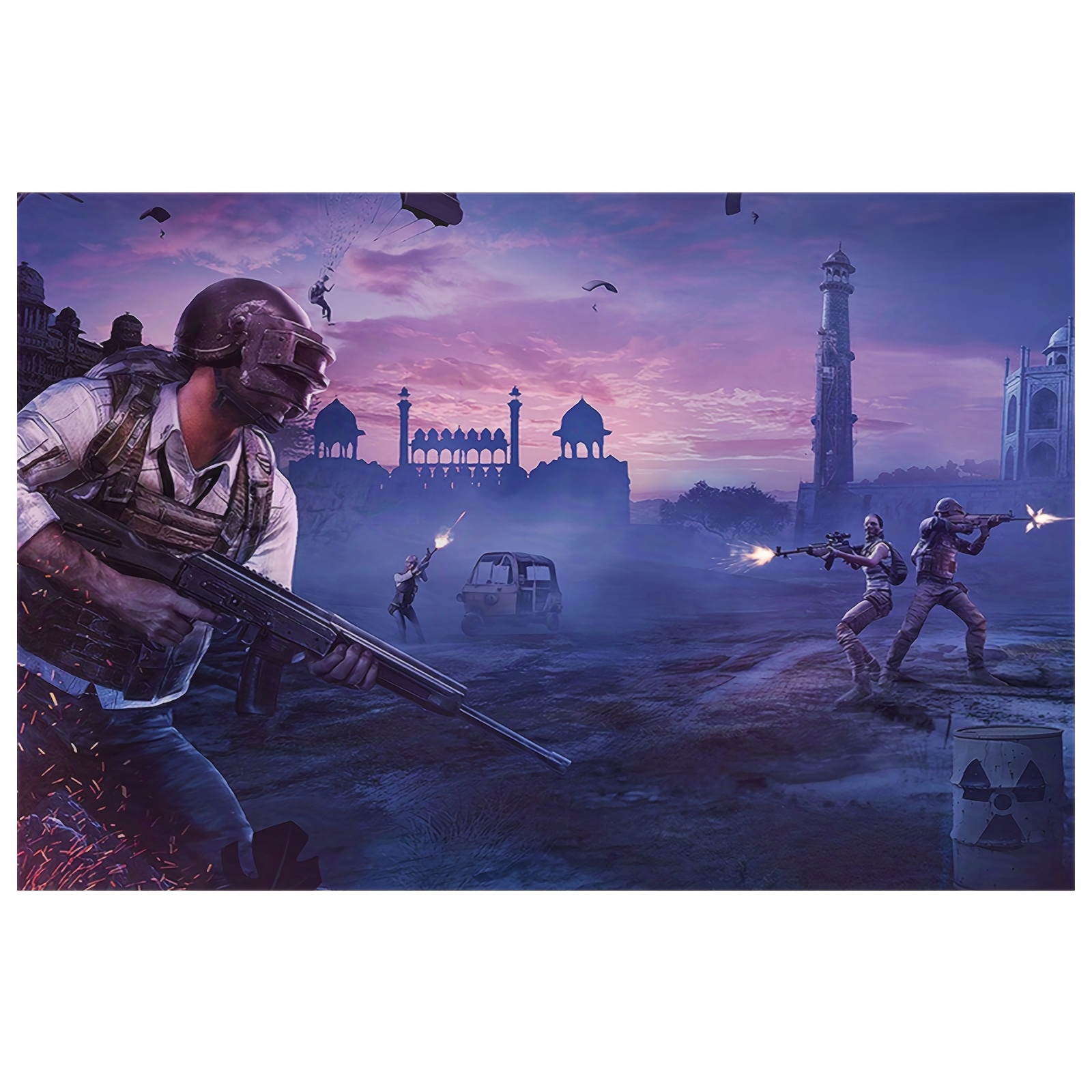 戦術的なゲームの壁アートポスター – パラシュート兵士と戦場 - Esports Gaming Poster のレビューと価格
