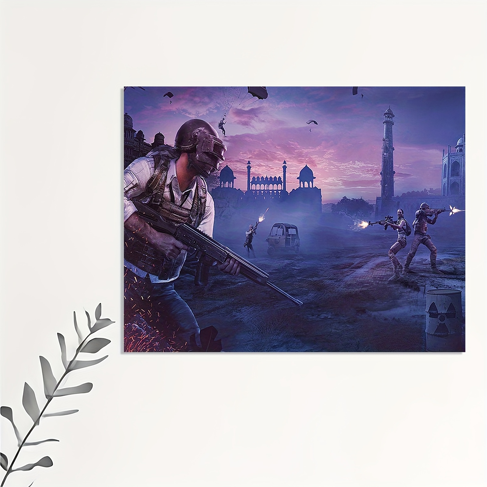 戦術的なゲームの壁アートポスター – パラシュート兵士と戦場 - Esports Gaming Poster のレビューと価格