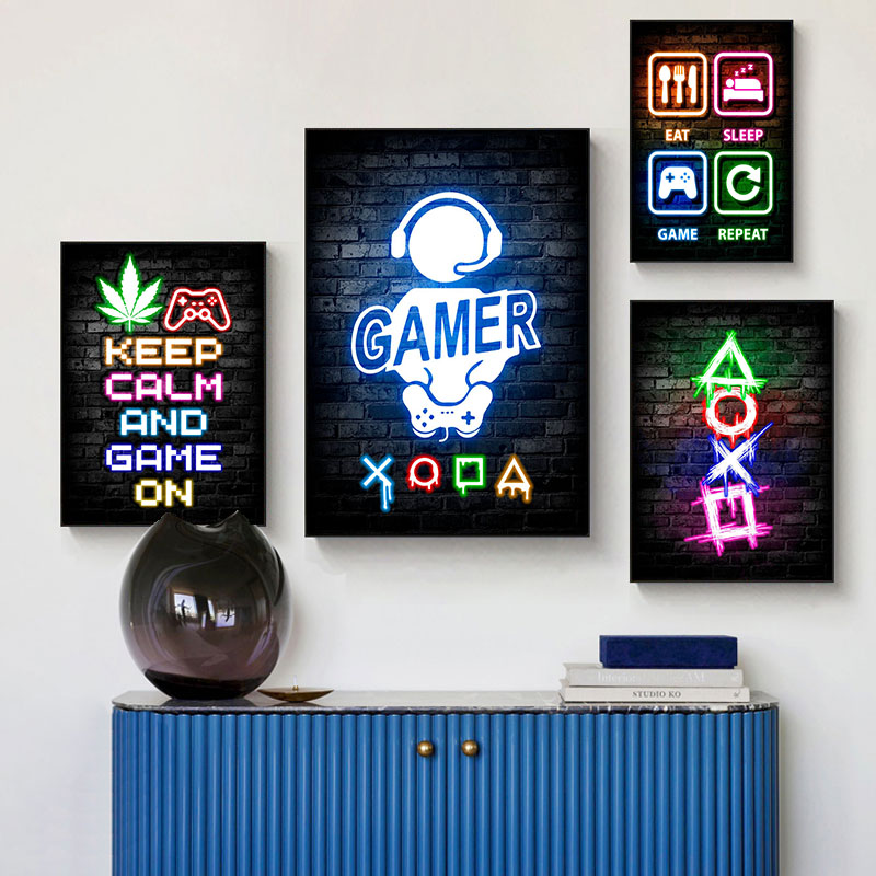 ゲーミングネオン「Eat Sleep Game Repeat - Esports Gaming Poster のレビューと価格