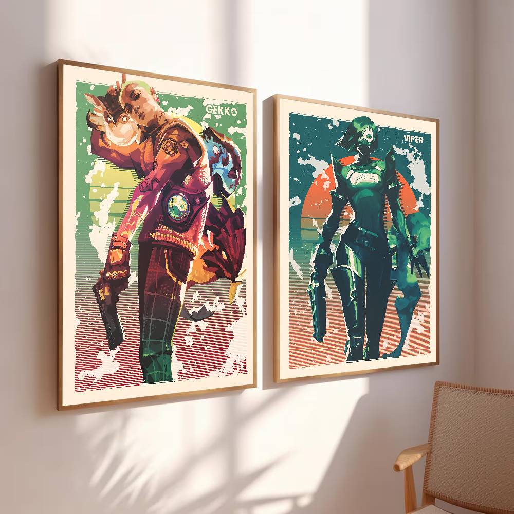 カラフルなグラデーション戦士のポートレート、スプラッシュテク - Esports Gaming Poster のレビューと価格