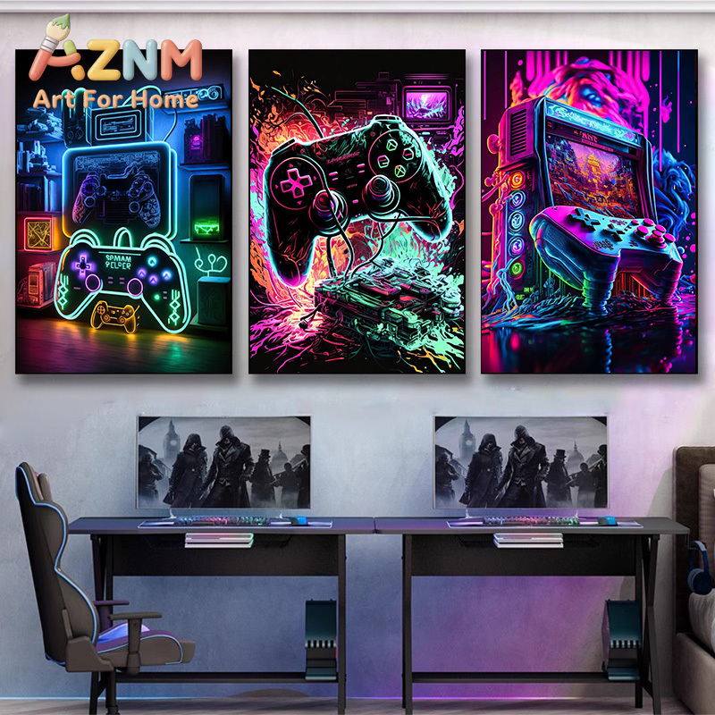 モダンなネオンポップクールなゲーミングウォールアートポスター - Esports Gaming Poster のレビューと価格