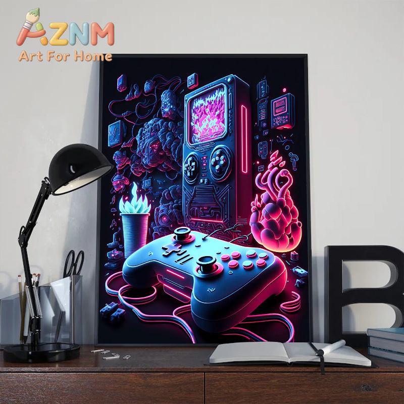 モダンなネオンポップクールなゲーミングウォールアートポスター - Esports Gaming Poster のレビューと価格