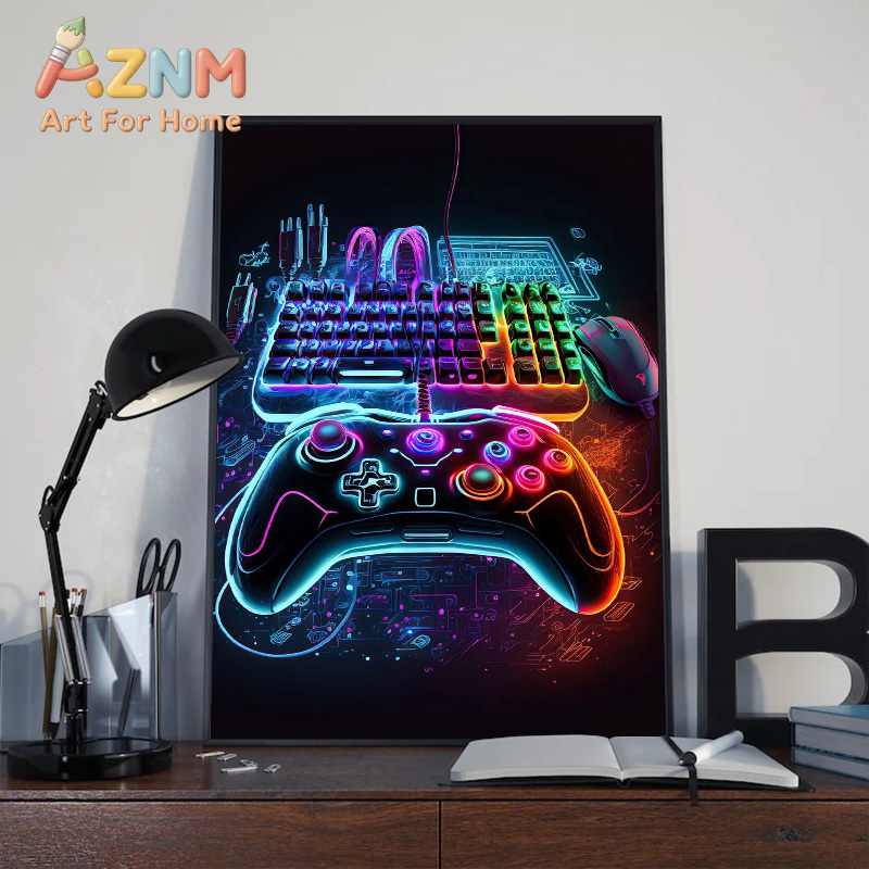 モダンなネオンポップクールなゲーミングウォールアートポスター - Esports Gaming Poster のレビューと価格