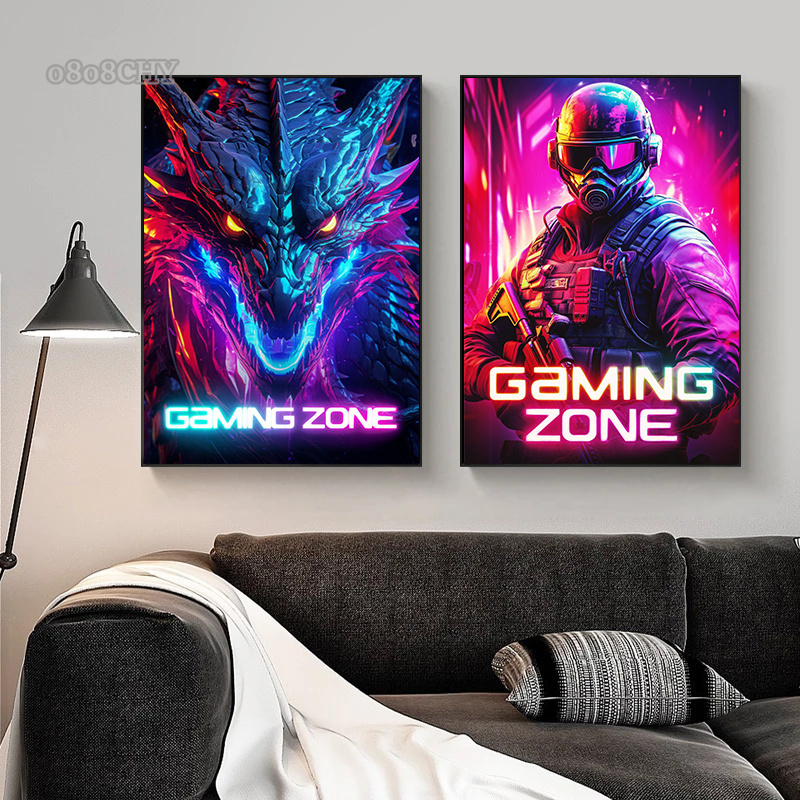 ドラゴンバスインスペースアーマーゲームゾーンキャンバスポスタ - Esports Gaming Poster のレビューと価格