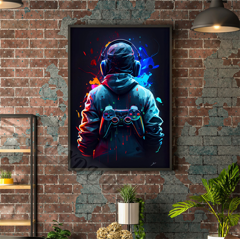 カラフルなネオンパンクゲームポスター,クールなゲームコントロ - Esports Gaming Poster のレビューと価格