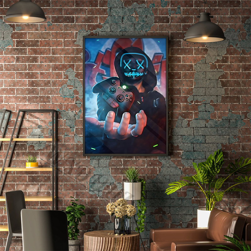 カラフルなネオンパンクゲームポスター,クールなゲームコントロ - Esports Gaming Poster のレビューと価格