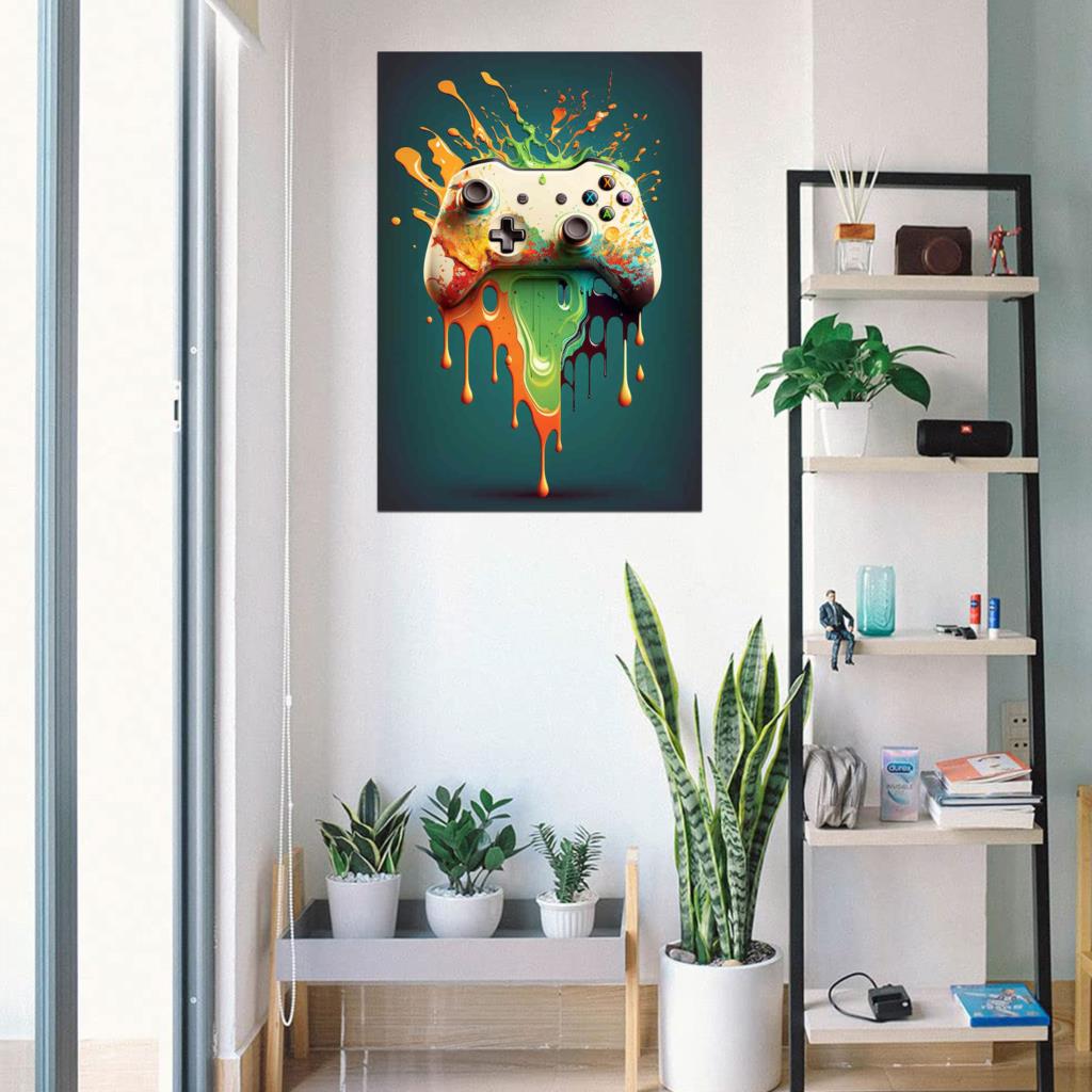 80年代のネオンゲームコントローラー,カラフルなパンクスタイ - Esports Gaming Poster のレビューと価格